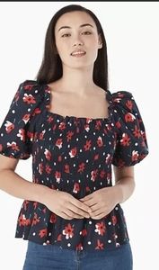 EUC Kate Spade floral puff sleeve blouse size small